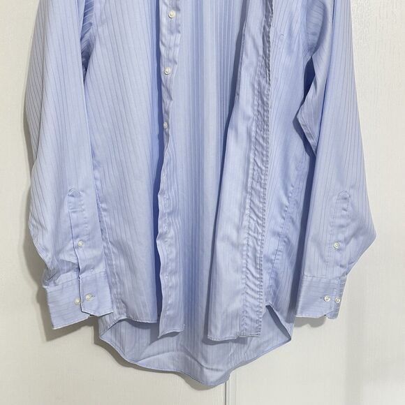 DONALD J TRUMP SIGNATURE MEN'S 15 1/2 34/35 BLUE NO IRON BUTTON DOWN SHIRT - Picture 3 of 10
